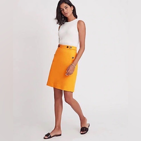 Ann Taylor Doubleweave Button Tab A-Line Skirt - Picture 1 of 5
